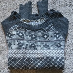 Prana Charcoal and Cream Patterned Women's Sweater